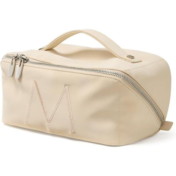 Women AS-Beige-M Large Capacity Cosmetic Travel Makeup Waterproof Portable Bag